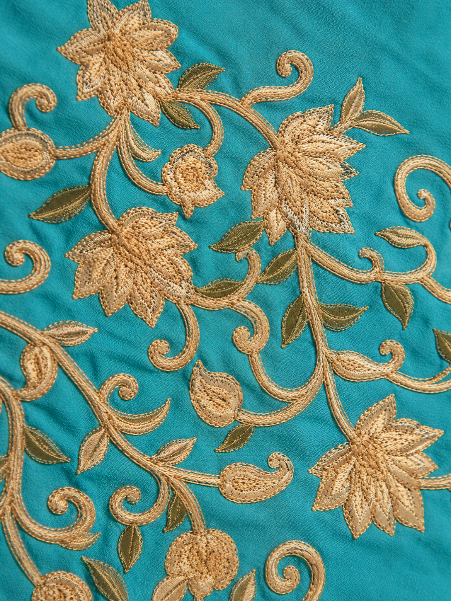 Noor : Aari Embroidery Summer Kurti |Ocean Teal